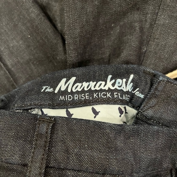 NWT MIH ANTHROPOLOGIE MARRAKESH JEANS MID RISE KICK FLARE RAW DARK BLUE SIZE 25 - Picture 5 of 7